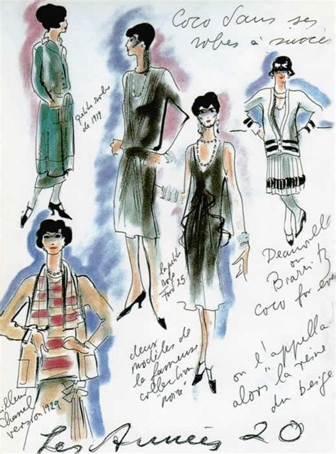 chanel sketchbook|Chanel 1920s designs.